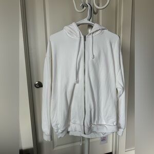 Aritzia White Full-Zip Hoodie Jacket
